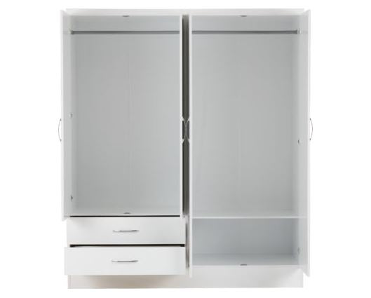 Neptune 4 Door 2 Drawer Mirrored Wardrobe - White Gloss