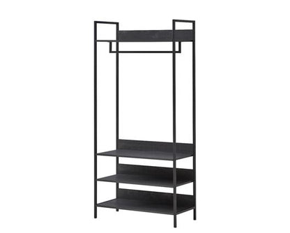 Zulu Wide Open Wardrobe with 4 Shelves-Black