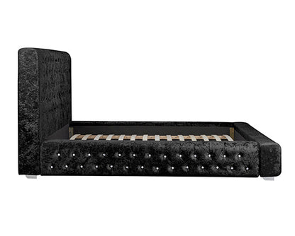 Grace King Bed - Black Crushed Velvet