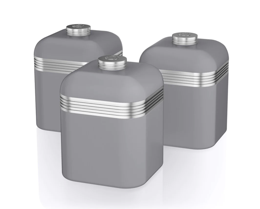 Swan Retro Set of 3 Canisters Grey