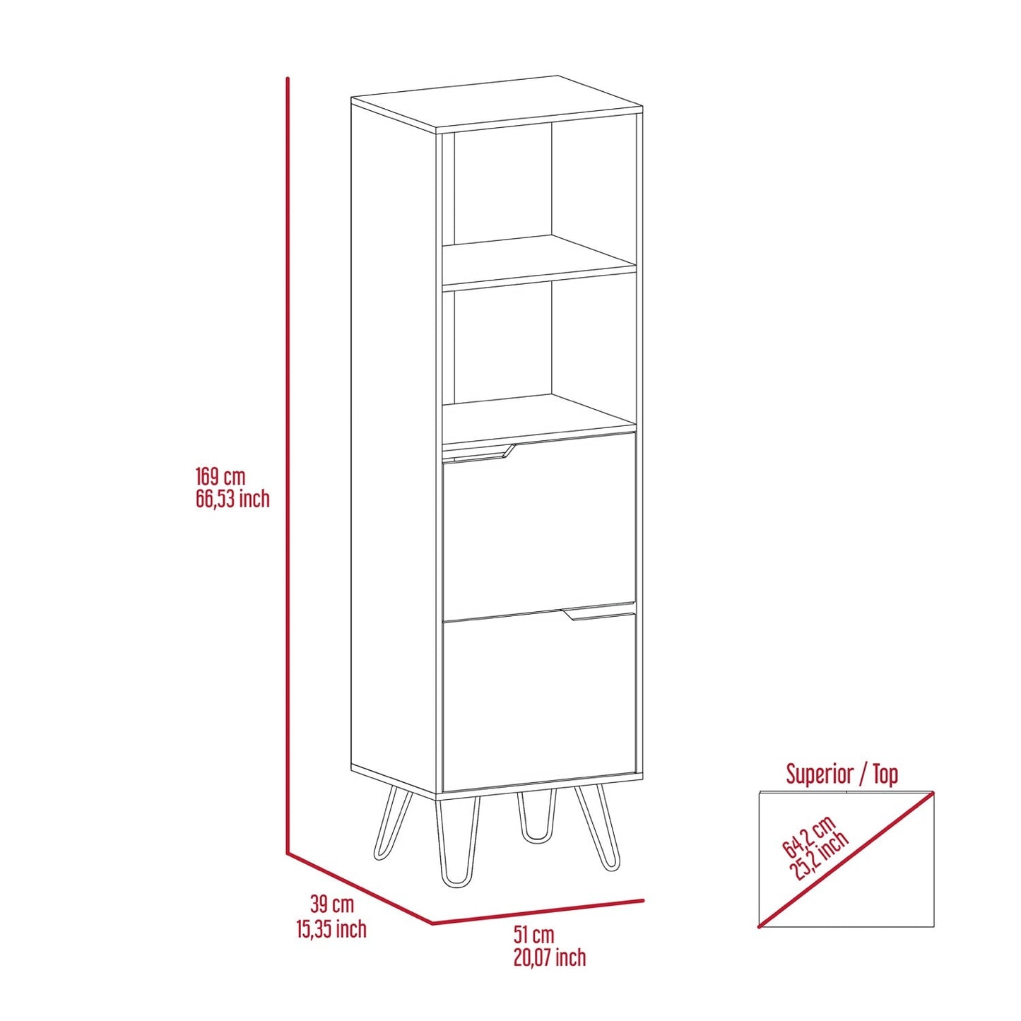 Matteo Tall Bookcase with 2 Doors