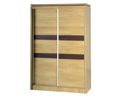 Cordell 2 Door Sliding Wardrobe - Oak Effect Veneer with Walnut Trim