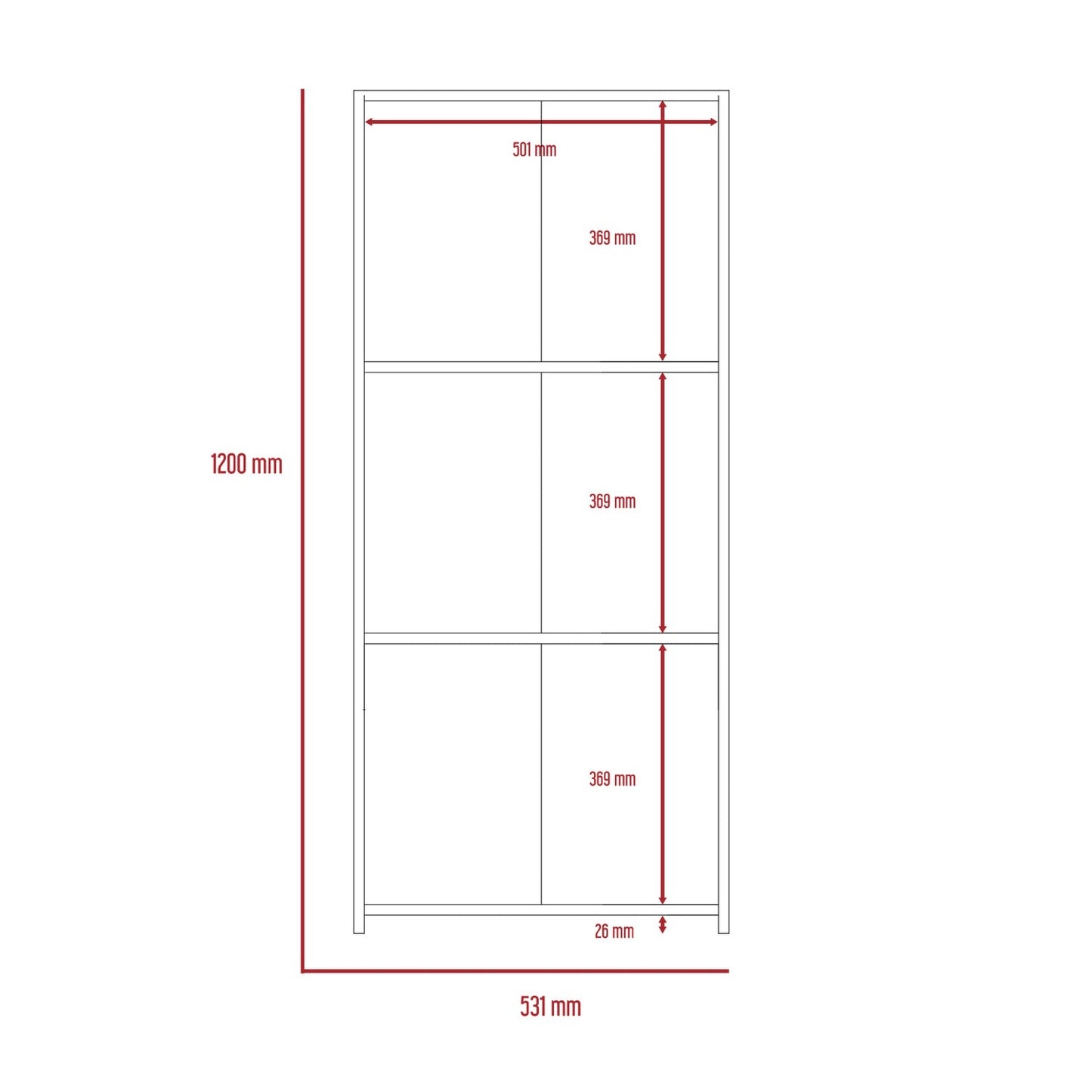 Dexter Low Bookcase with 3 Shelves