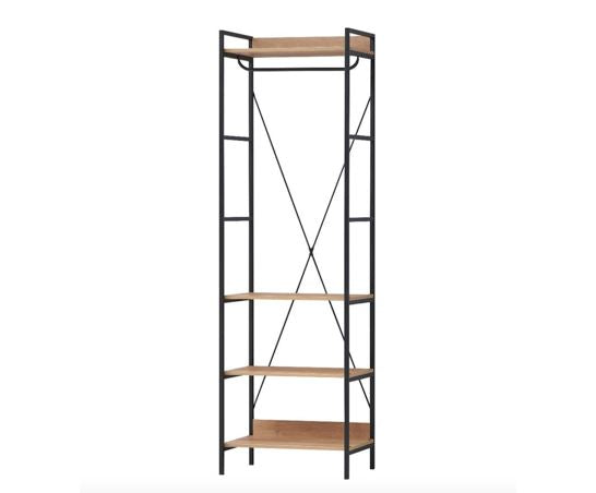 Cohen Open Wardrobe with 4 Shelves- Riveria Oak