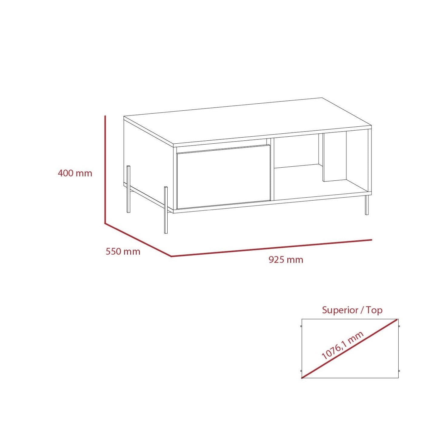 Dexter Coffee Table with 2 Doors