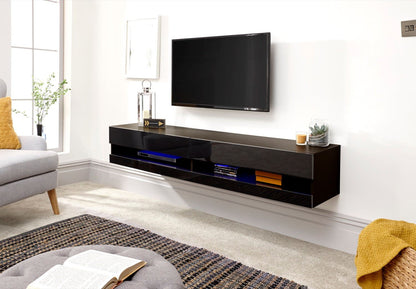 Graze LED 180cm Wall TV Unit-Black
