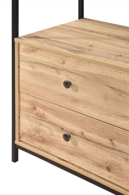 Alva Open Wardrobe 2 Drawers - Wotan Oak
