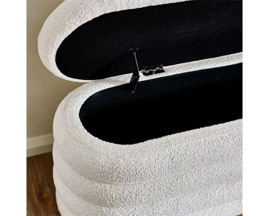 Hailey Ivory Boucle Upholstered Ottoman Storage Bench