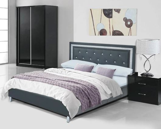 Crystalle King Bed - Grey