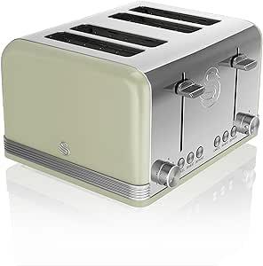 Swan Retro 4 Slice Toaster Green