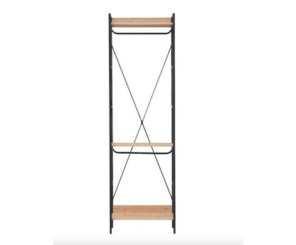 Cohen Open Wardrobe with 3 Shelves- Riveria Oak