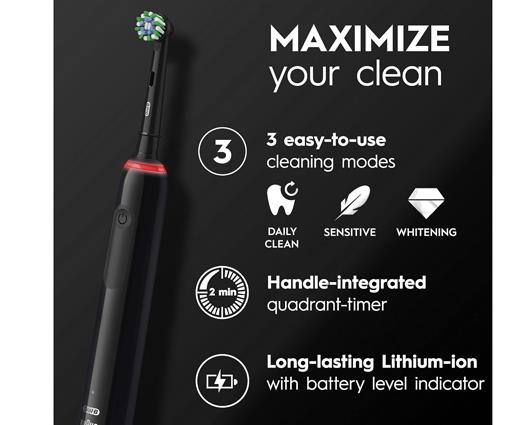 Oral-B Pro 3 Electric Toothbrush with Travel Case - Black