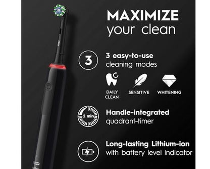 Oral-B Pro 3 Electric Toothbrush with Travel Case - Black