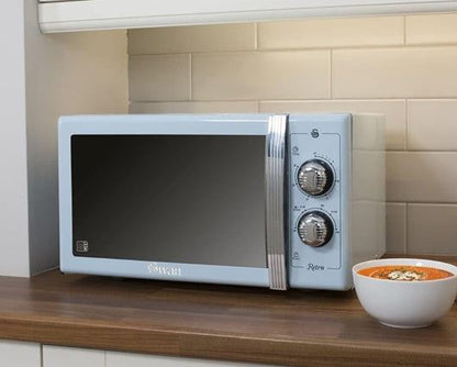 Retro Blue 900W Manual Microwave