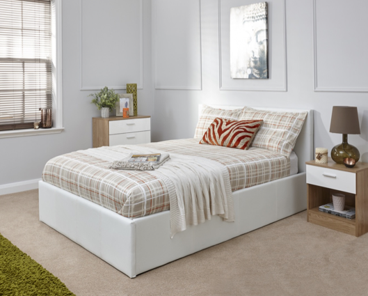 King End Lift Ottoman Bed-White