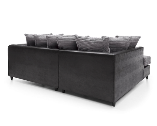 Harley Left Hand Facing Corner Sofa - Black & Charcoal