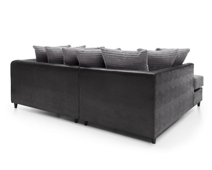 Harley Left Hand Facing Corner Sofa - Black & Charcoal