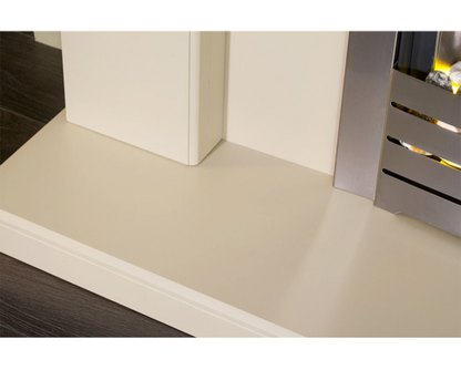 Carolina Fireplace Suite 48inch - Stone With Electric Fire - Brushed Steel 
