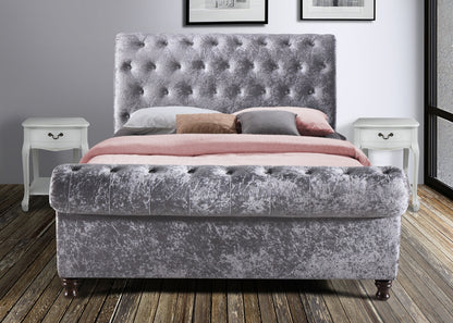 Charlton Crushed Velvet Super King Bed - Steel