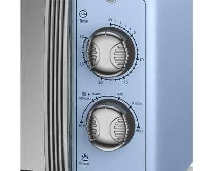 Retro Blue 900W Manual Microwave