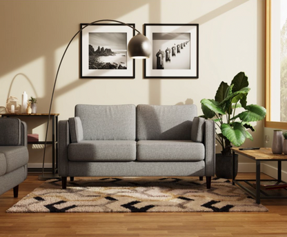 Cora 2 Seater Cushion Back Sofa- Light Grey