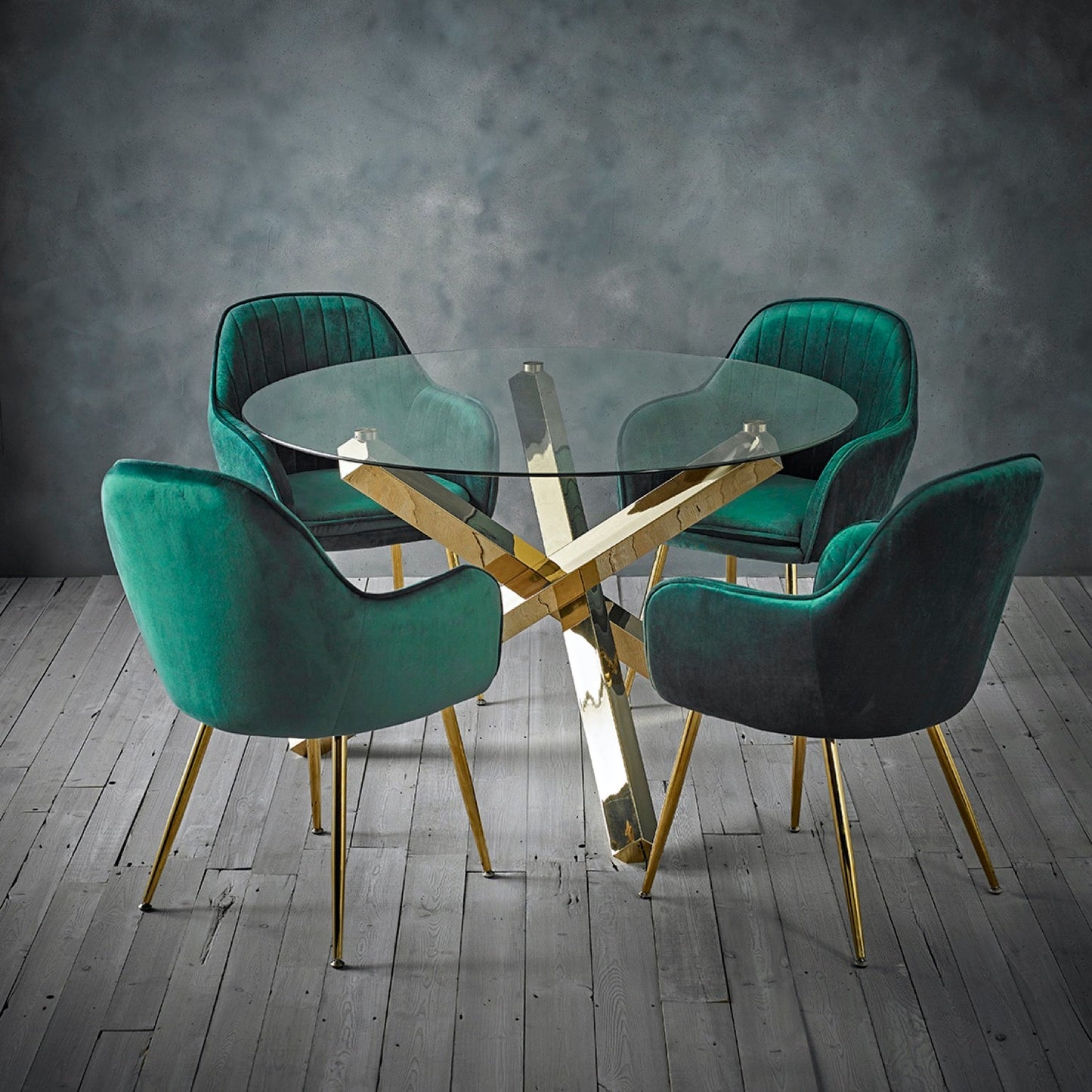 Cyrus Dining Table Glass Top With Gold Legs