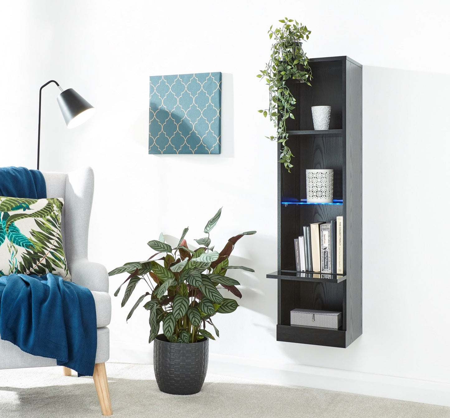 Graze Tall Shelf Unit with LED-Black