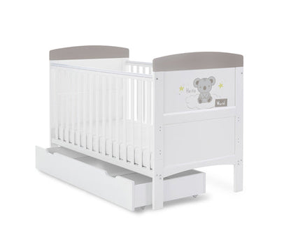 Koala Grey Cot Bed & Under Drawer