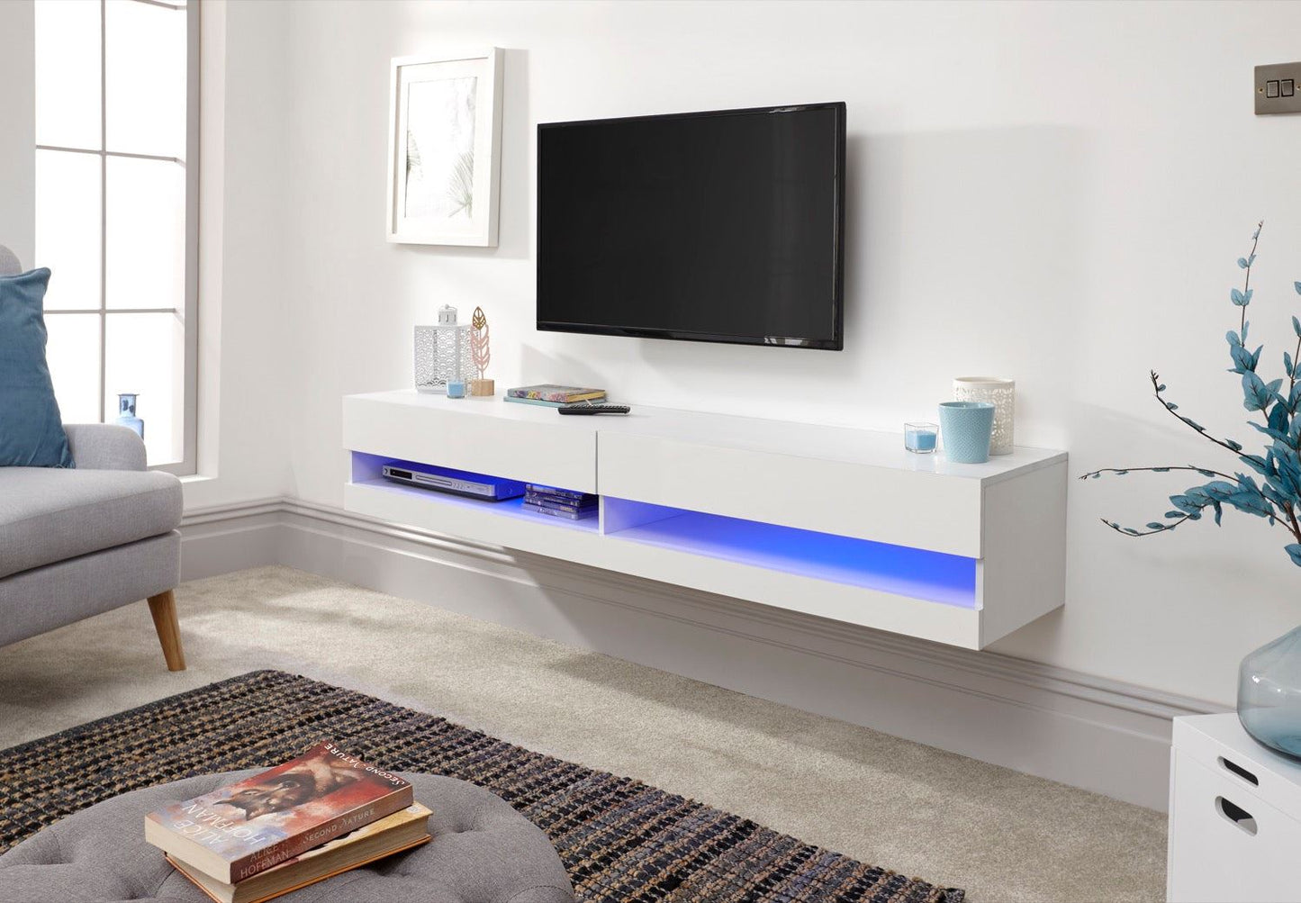 Graze LED 180cm Wall TV Unit-White