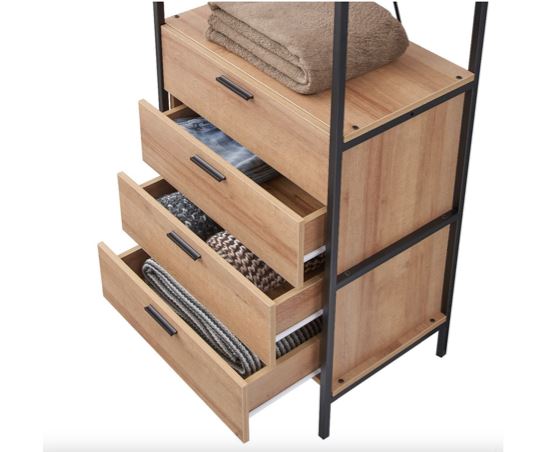 Cohen 4 Drawer Open Wardrobe- Riveria Oak