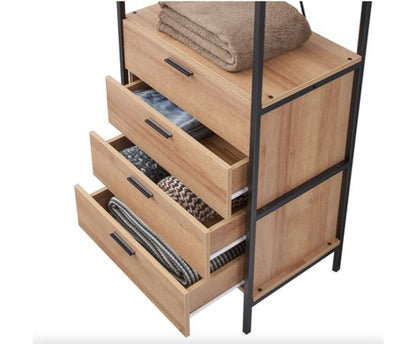 Cohen 4 Drawer Open Wardrobe- Riveria Oak