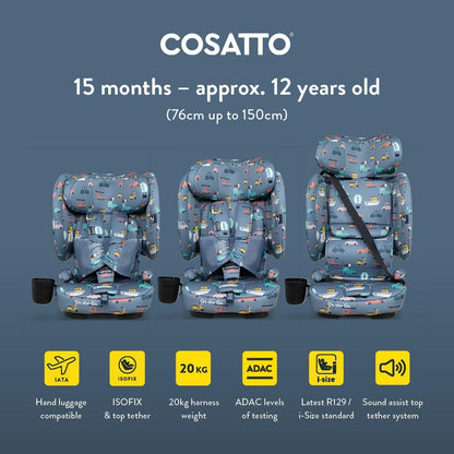 On the Go i-size Travel Car Seat - Itchy Feet Sky