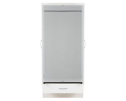 Neptune Mirrored 2 Door 1 Drawer Wardrobe - White Gloss