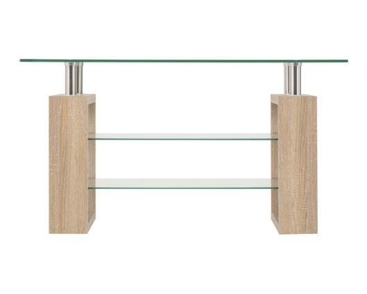 Milan TV Unit - Sonoma Oak Effect Veneer/Clear Glass/Silver