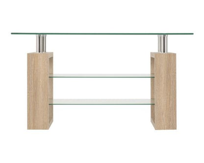 Milan TV Unit - Sonoma Oak Effect Veneer/Clear Glass/Silver