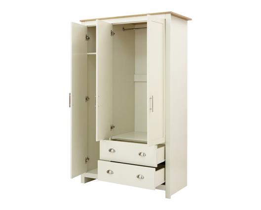Lachlan 3 Door 2 Drawer Wardrobe- Cream