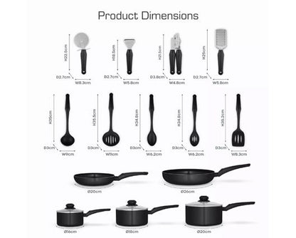 Townhouse 14 Piece Pan and Tool Set - Black