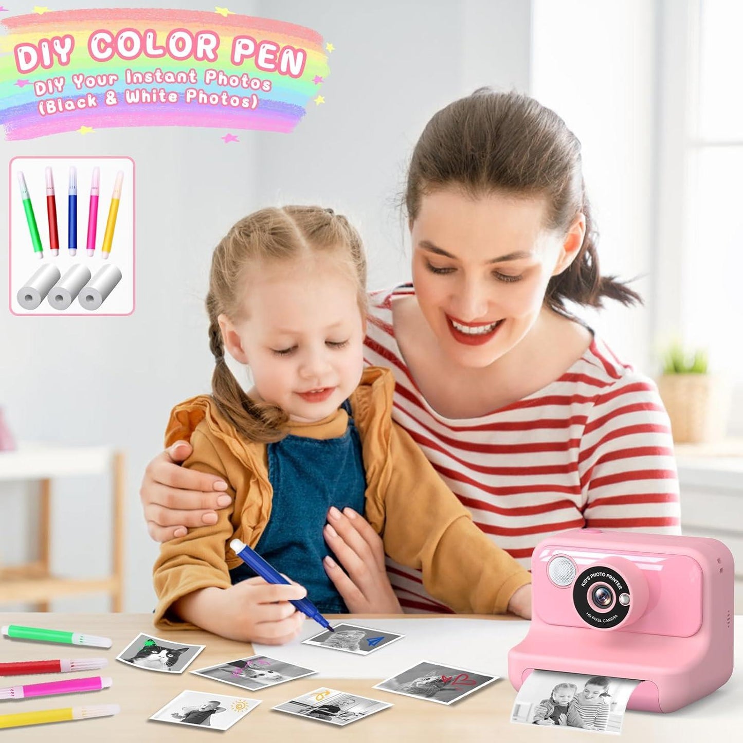 Kids Camera Instant Print - Pink