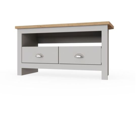 Lincoln TV Unit with 2 Drawers- Light Grey