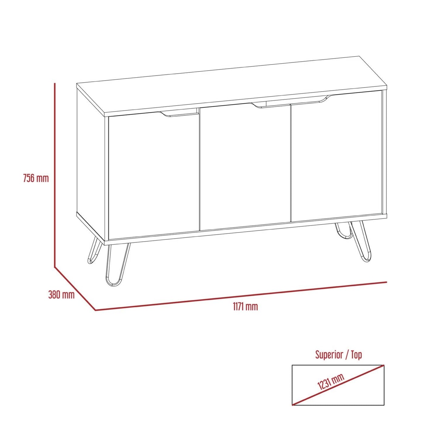 Matteo Medium Sideboard with 3 Doors