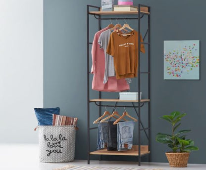 Cohen Open Wardrobe with 3 Shelves- Riveria Oak