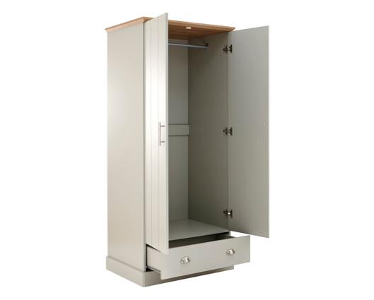 Kinsley 2 Door 1 Drawer Wardrobe-Grey