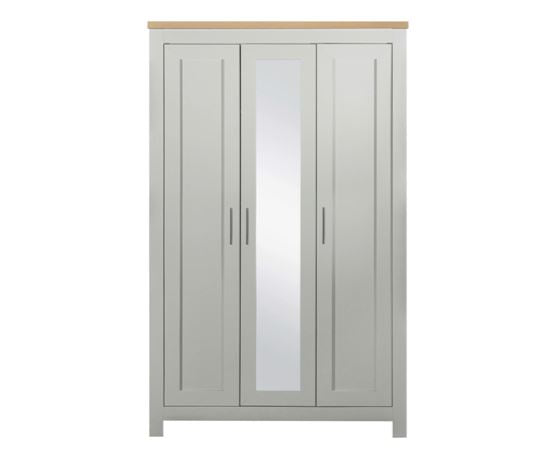 Harper 3 Door Wardrobe With Mirror- Grey & Oak