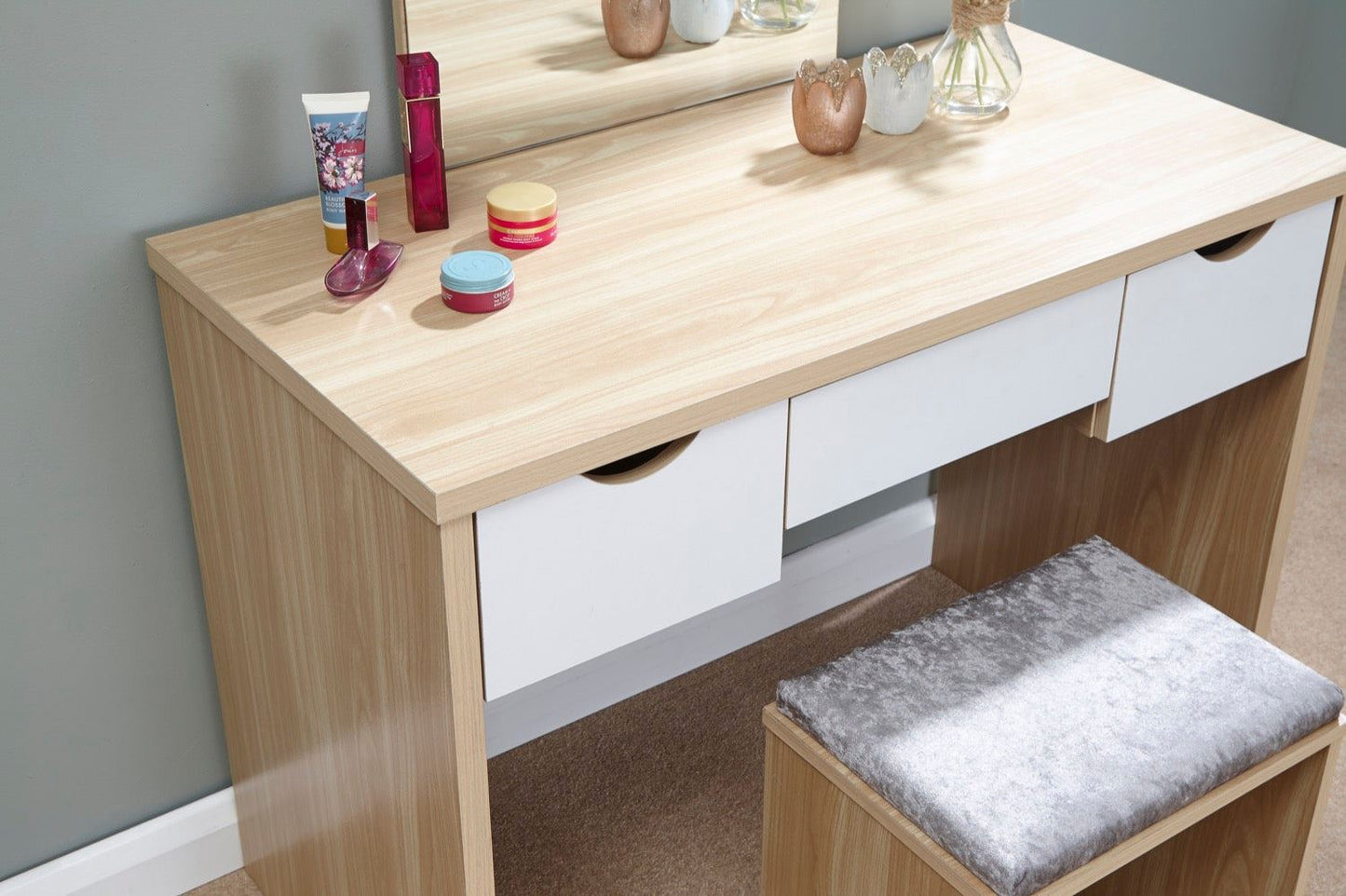 Ella Dressing Table Set-Oak & White