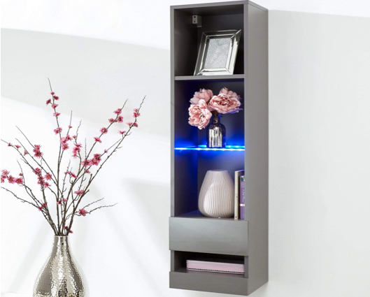 Graze Tall Shelf Unit with LED-Grey