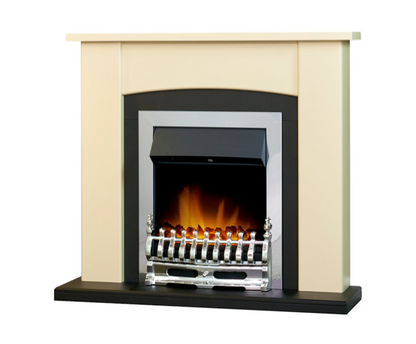 Hardin Fireplace in Cream & Black with Electric Fire in Chrome, 39cm