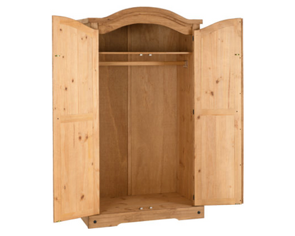 Corona 2 Door Wardrobe - Distressed Waxed Pine