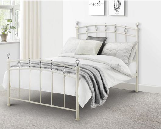 Sophie Crystal Double Bed - White