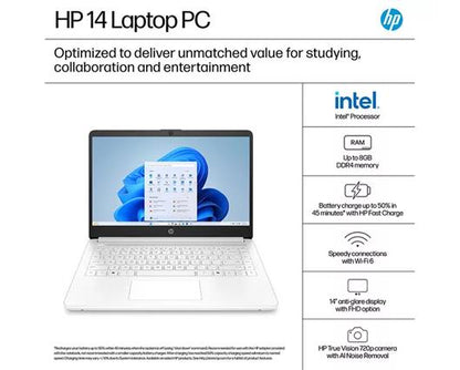 HP 14-dq6500sa 14" Laptop - Intel® N150 128gb White