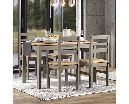 Grey Corona Linea table + 4 chair Set, 1xCRGTB5 + 2xCRG107 (2 pair)